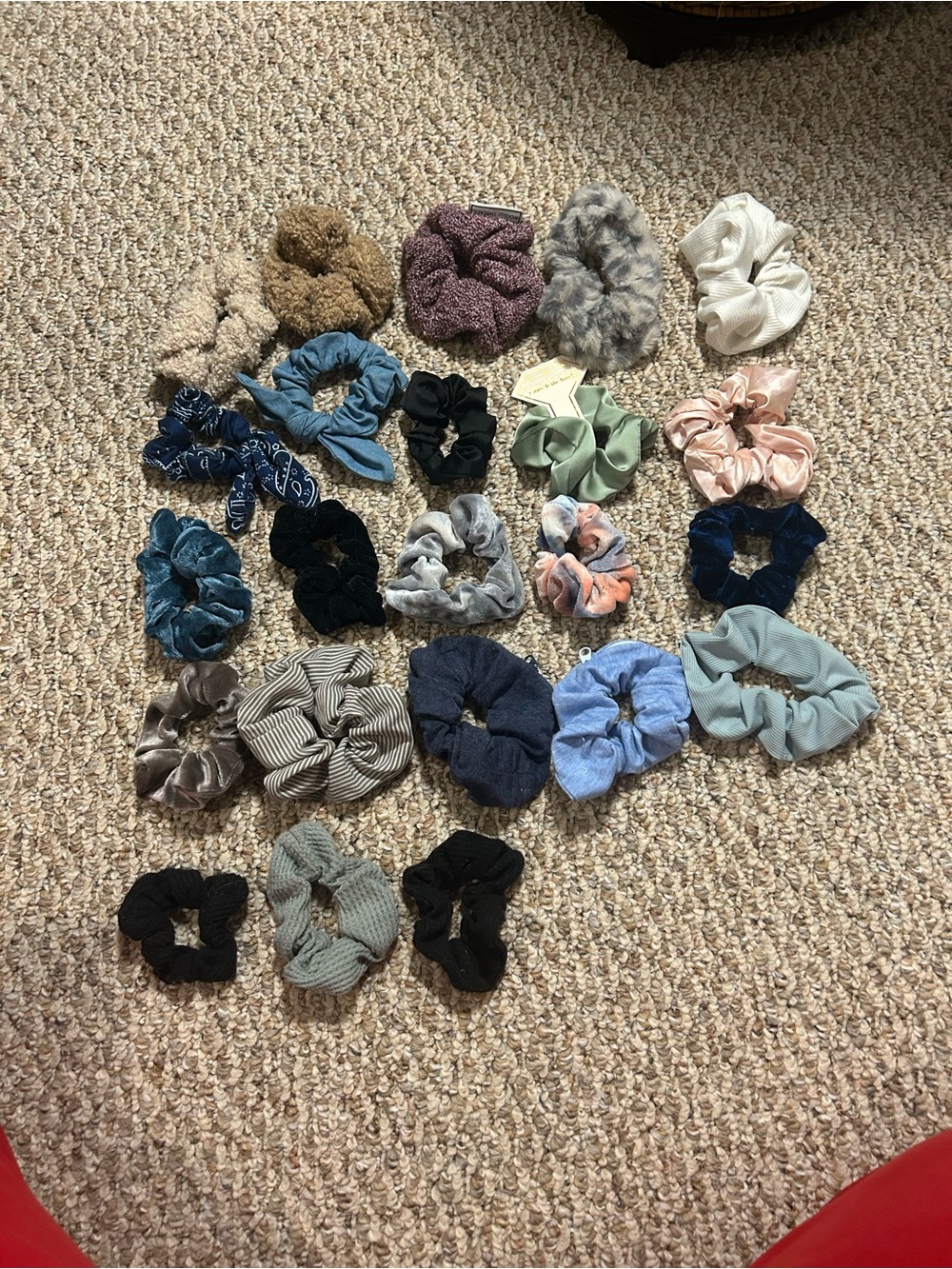 Assorted Fabric Scrunchie Hair Tie Bundle - Mixed Colors